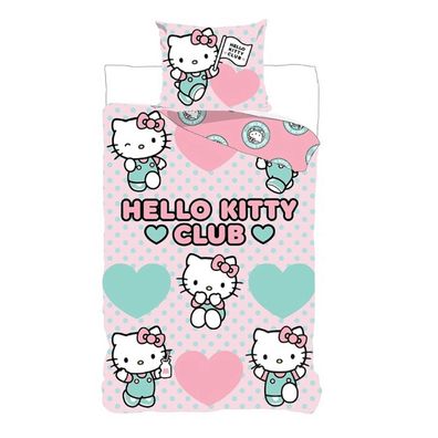 Hello Kitty Kinder Bettwäsche Rosa Baumwolle Bettbezug 140 x 200 cm Kissenbezug