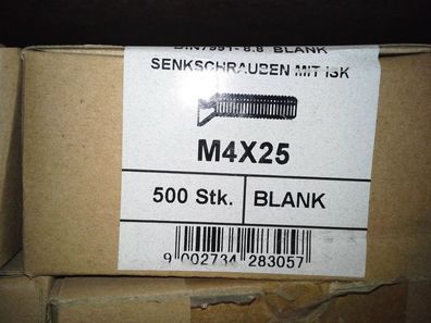 DIN 7991 Senkkopf-Schaftschraube M4x25 Stahl 8.8 blank ISK 25 Stk