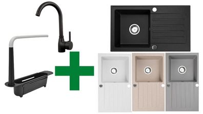 Granitspüle 76x44 + Organizer + Siphon – mit/ohne Armatur