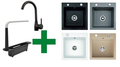 Granitspüle 48x50 + Organizer + Siphon – mit/ohne Armatur