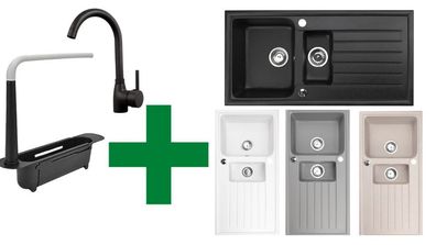 Granitspüle 100x50 + Organizer + Siphon – mit/ohne Armatur