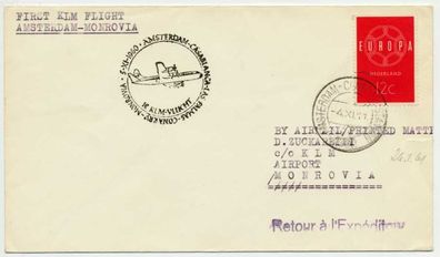 Flugpost ALLE WELT Nr KLM Monrovia BRIEF EF X7430A2
