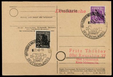 SBZ HANDST BEZIRK 14 Nr 166 + 167 BRIEF Postkarte X8FFF56