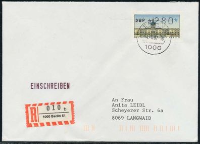 BERLIN ATM 1-280 BRIEF Einschreiben FDC X7E4672