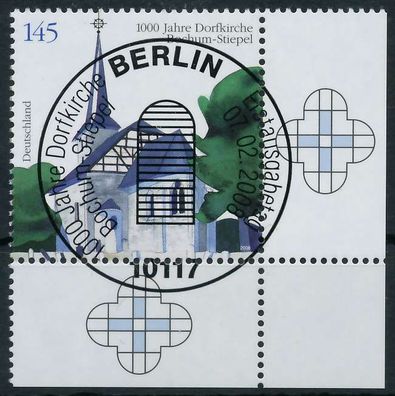 BRD BUND 2008 Nr 2646 ESST zentrisch gestempelt ECKE-URE XA200DA