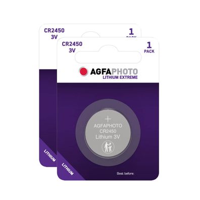 2x Agfaphoto Batterie Lithium Knopfzelle CR2450 3V Extreme CR 2450