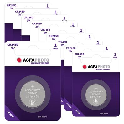10x Agfaphoto Batterie Lithium Knopfzelle CR2450 3V Extreme CR 2450