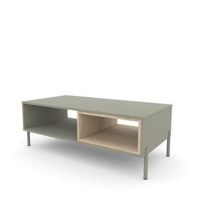 Couchtisch HYGGE mit 2 offenen Fächern, Salbei Grün