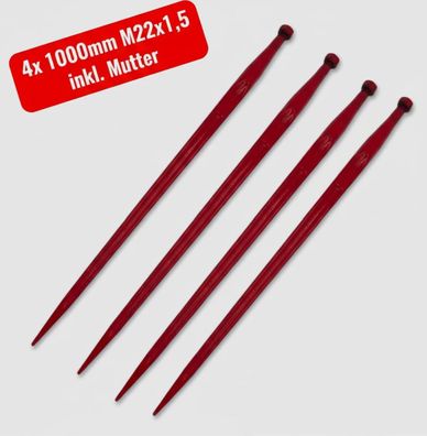 4x Frontladerzinken 1000mm Rundballenzinken Ballenspieß M22x1,5 inkl. Mutter