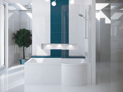 Badewanne Rechteck Inspiro 150x70 Rechts AcrylSchürze Duschwand| Ablauf & Füße GRATIS