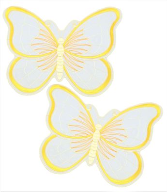 Plauener Spitze Schmetterlinge 2er Set Organza Stickerei Tischdecken Gelb Sommer