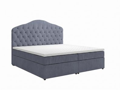 Großes graues Bett 200 x 200 Weiches Bett Boxspringbett Schlafzimmermöbel