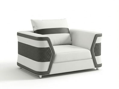 Weiß Leder Komfort Sessel Modern Schwarz Design Polstersofa Wohnzimmer *