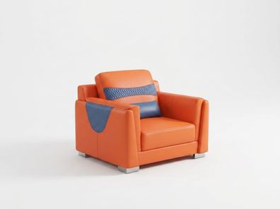 Leder Sessel Modernes Orange Relax Design Polstersessel Wohnzimmer *