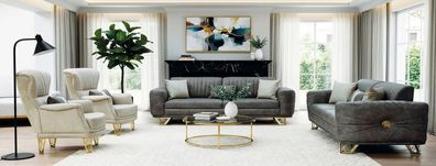 Graue Wohnzimmer Polstergarnitur Exklusive Sofas Moderne Sessel