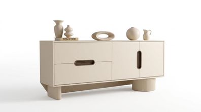 Sideboard Beige Bequem Stilvoll Geräumig Mit Stauraum Holz