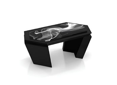 Moderner Couchtisch Schwarz Hochglanz mit Rauchglas Optik
