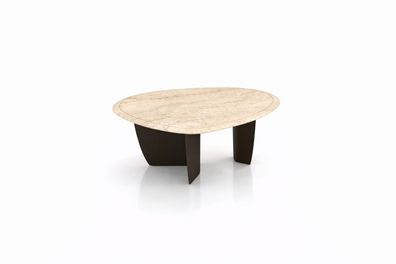 Luxus Couchtisch Marmor Optik mit runder Form Wohnzimmer