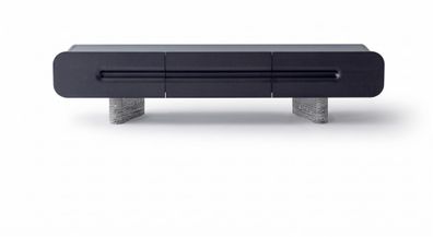 Modernes TV Lowboard Schwarz Design Steinoptik Luxus Sideboard