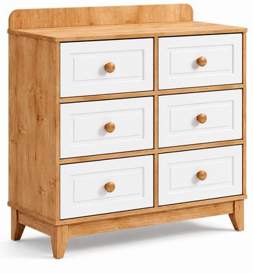 Moderner Landhaus-Kommode mit sechs Schubladen und hellem Holzfinish
