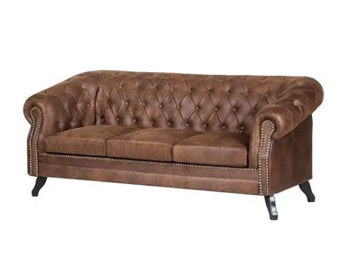 Braunes 3-Sitzer-Sofa Ledersofa Klassiker Chesterfield Sofas Wohnzimmer