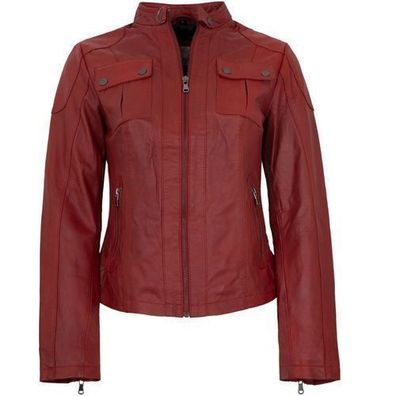 7eleven - Damen Lederjacke Lammnappa rot