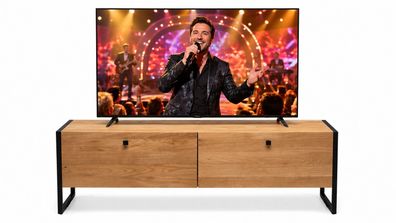 TV-Lowboard 120cm Fernsehschrank massiv Wildeiche geölt #4509