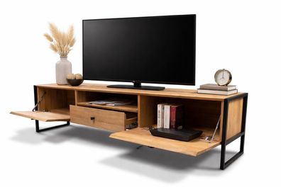 TV-Schrank 140x45x35 Fernsehschrank Wildeiche Metallgestell #4507