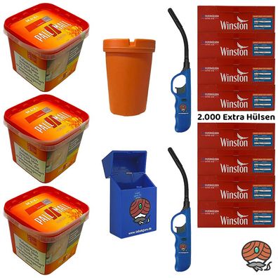 Pall Mall Volumentabak Maxi Box 3x 310g, 2000 Winston Extra Hülsen, Zubehör