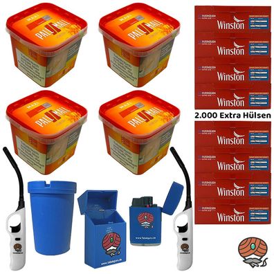 Pall Mall Volumentabak Maxi Box 4x 310g, Winston Extra Hülsen, Zubehör