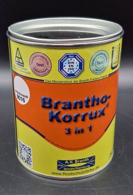 750 ml Brantho Korrux 3in1 verkehrsweiß 9016 Rostschutz & Metallschutz Farbe