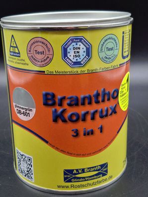750ml Brantho Korrux 3in1 RAL DB-601 glimmergrün Rostschutz & Metallschutz Farbe