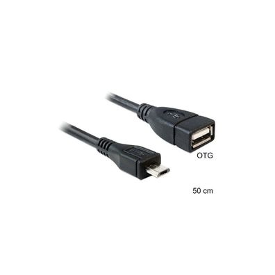 DELOCK USB Kabel A -> Micro-B OTG Bu/St 0.50m sw