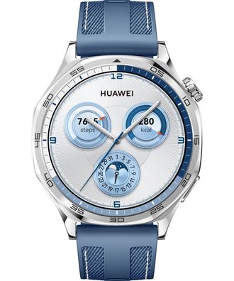 Watch GT5 46mm (Vili-B19W), Smartwatch silber, blaues, gewebtes Armband