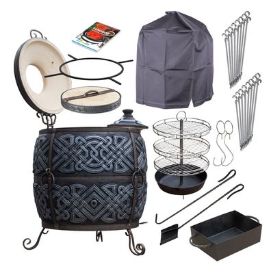 TITAN Thermo Tandoor Graphite Edition XXL Tonofen Grill Set Schamotte 285kg