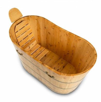 XXL Luxus freistehende Holz-Badewanne 150cm Holzbadewanne Tauchbecken Holzwanne