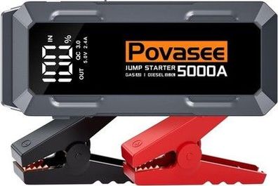 Povasee Starthilfe Powerbank, 5000A Starthilfe (bis zu Alle Benzin/10L Diesel)