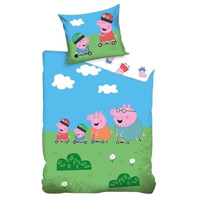 Peppa Pig Kinder Bettwäsche Set Bettbezug Kissenbezug Baumwolle 140 × 200 cm