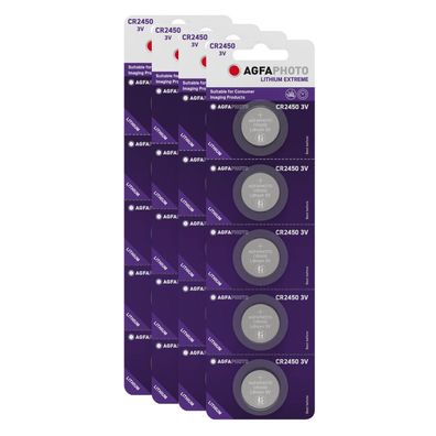 4x 5er Blister Agfaphoto Batterie Lithium Knopfzelle CR2450 3V Extreme CR 2450
