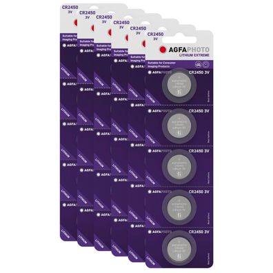 6x 5er Blister Agfaphoto Batterie Lithium Knopfzelle CR2450 3V Extreme CR 2450