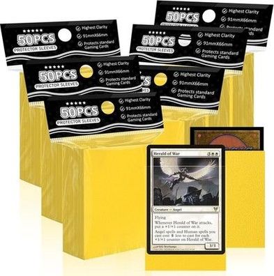 Gelbe Kartenhüllen für MTG, 300x Standard Matte Kartenhüllen in Gelb, 66 x 91 mm