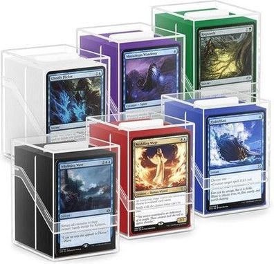 6 Stück Card Deck Boxen, Transparent Kartenbox mit 600Pcs Kartenhüllen, 6 Farben