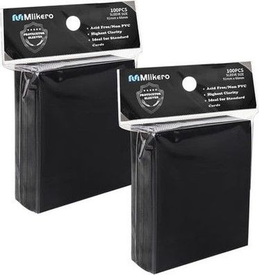 Mlikero 200 Stück Weiche Sammelkartenhüllen, 66 x 91 mm Standardgröße - Schwarz