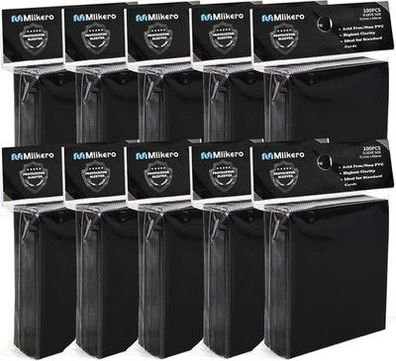 Mlikero 1000 Stück Weiche Sammelkartenhüllen, 66 x 91 mm Standardgröße - Schwarz