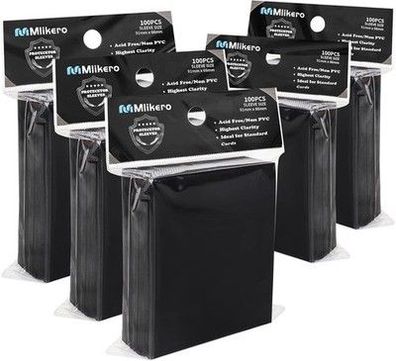 Mlikero 500 Stück Weiche Sammelkartenhüllen, 66 x 91 mm Standardgröße - Schwarz
