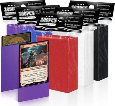 Mlikero 500 Stück Weiche Sammelkarten-Hüllen, 66 x 91 mm Standardgröße, Bunt