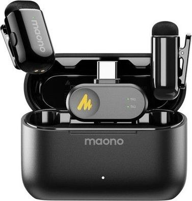 MAONO kabelloses Lavalier Mikrofon - Ansteckmikrofon mit AI-Filter, 30h Laufzeit