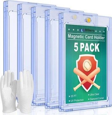 Mlikero 5 Magnetische Karten-Halter für Trading Cards, 35PT Sammelkarten Hüllen