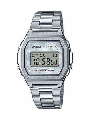 Casio Vintage Digitaluhr LED Light Mineralglas Edelstahl A1000D-7EF