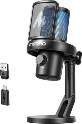 MAONO Mikrofon Kabellos PC, Gaming Mikrofon mit Software-AI-Stimmänderung, DM40